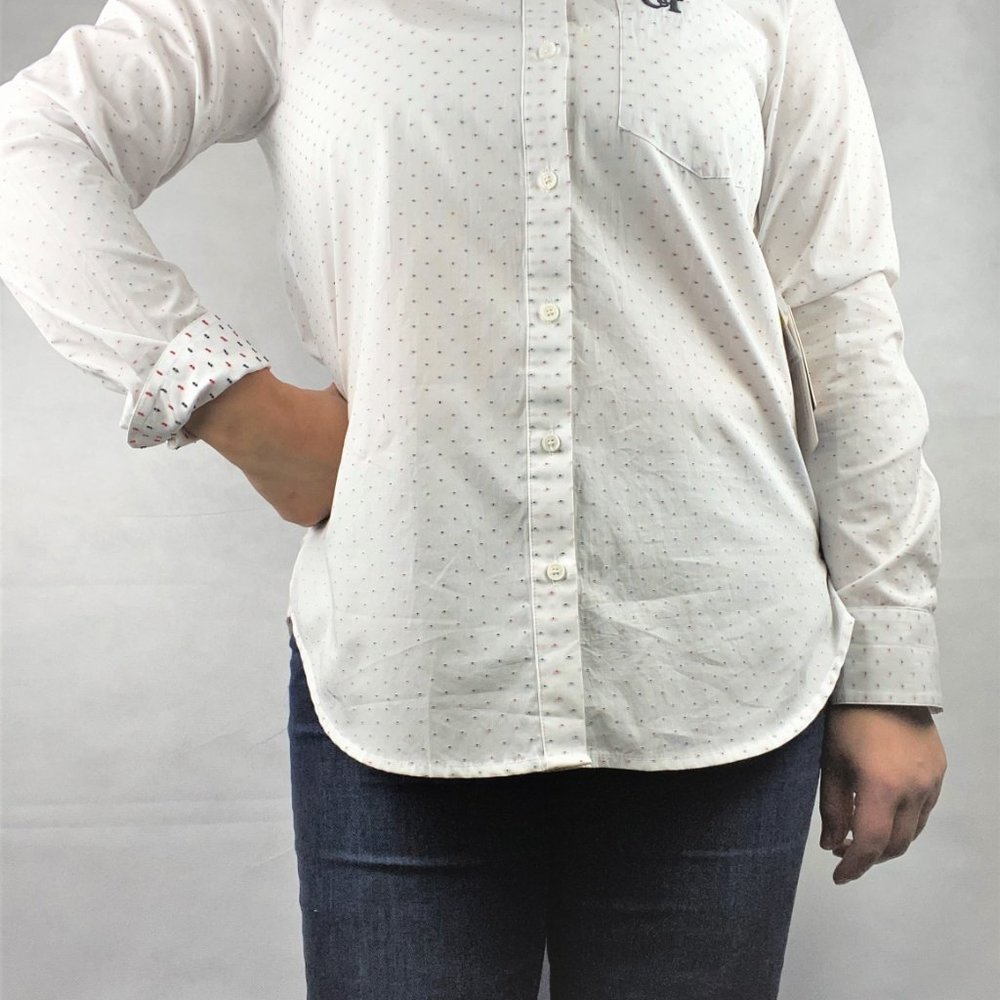 Clip Dot Long Sleeve Cotton Button-Up Shirt